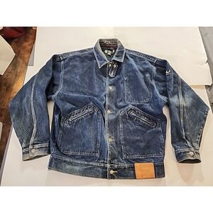 Rare Vintage FUBU Denim Jean Jacket Sz Large‎ Classic Logo Hip Hop Y2K Baggy